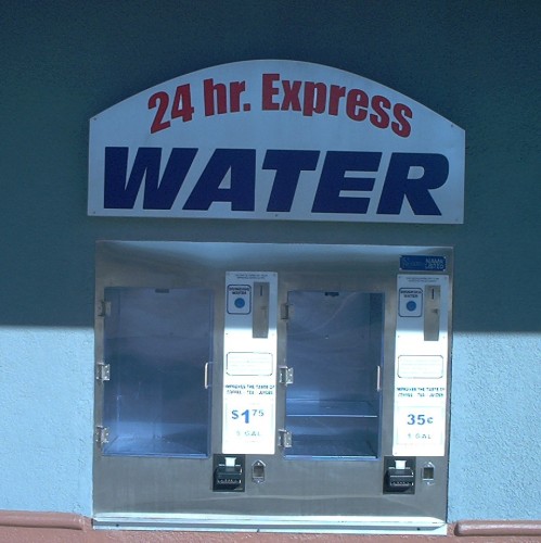 water store, outside vending machine